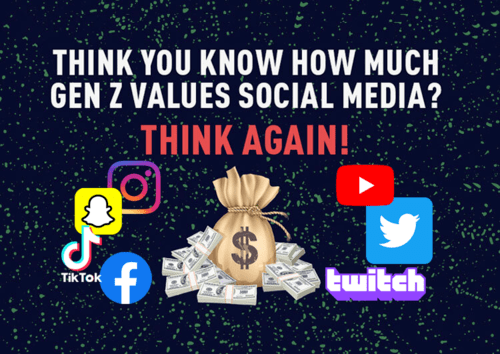 a poster saying 'think you know how much gen z values social media? think again' on it